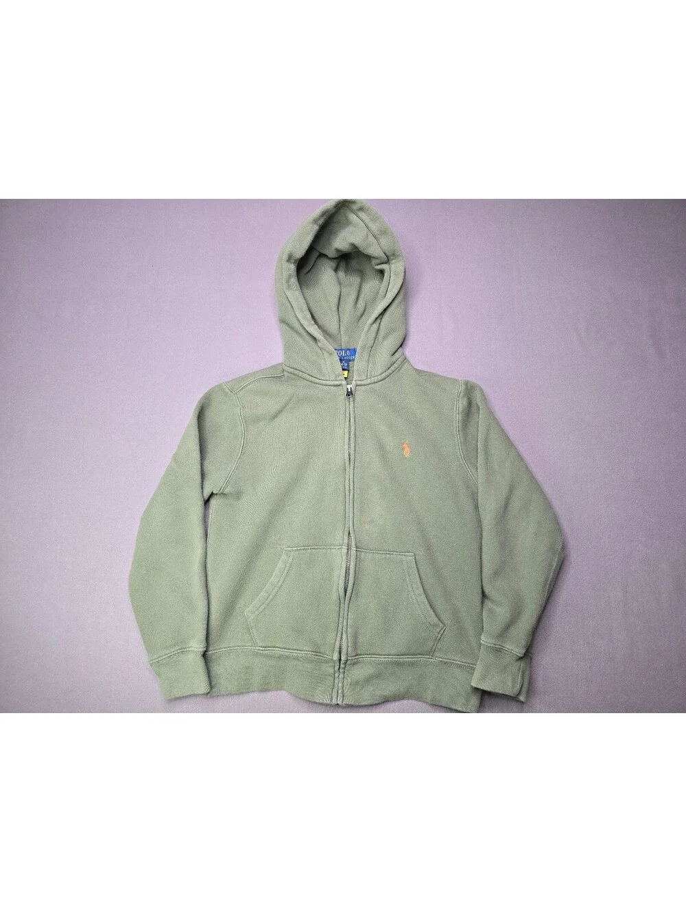 Polo Ralph Lauren Boys M 10-12 Olive Green Full Zip Hoodie Pony Logo Fleece